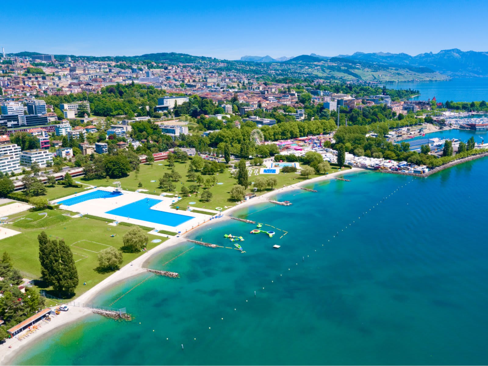 Lausanne en famille - © Vue panoramique de Lausanne-Bellerive, prises de vues exclusives pour Lausanne Tourisme avec drône, juin 2017