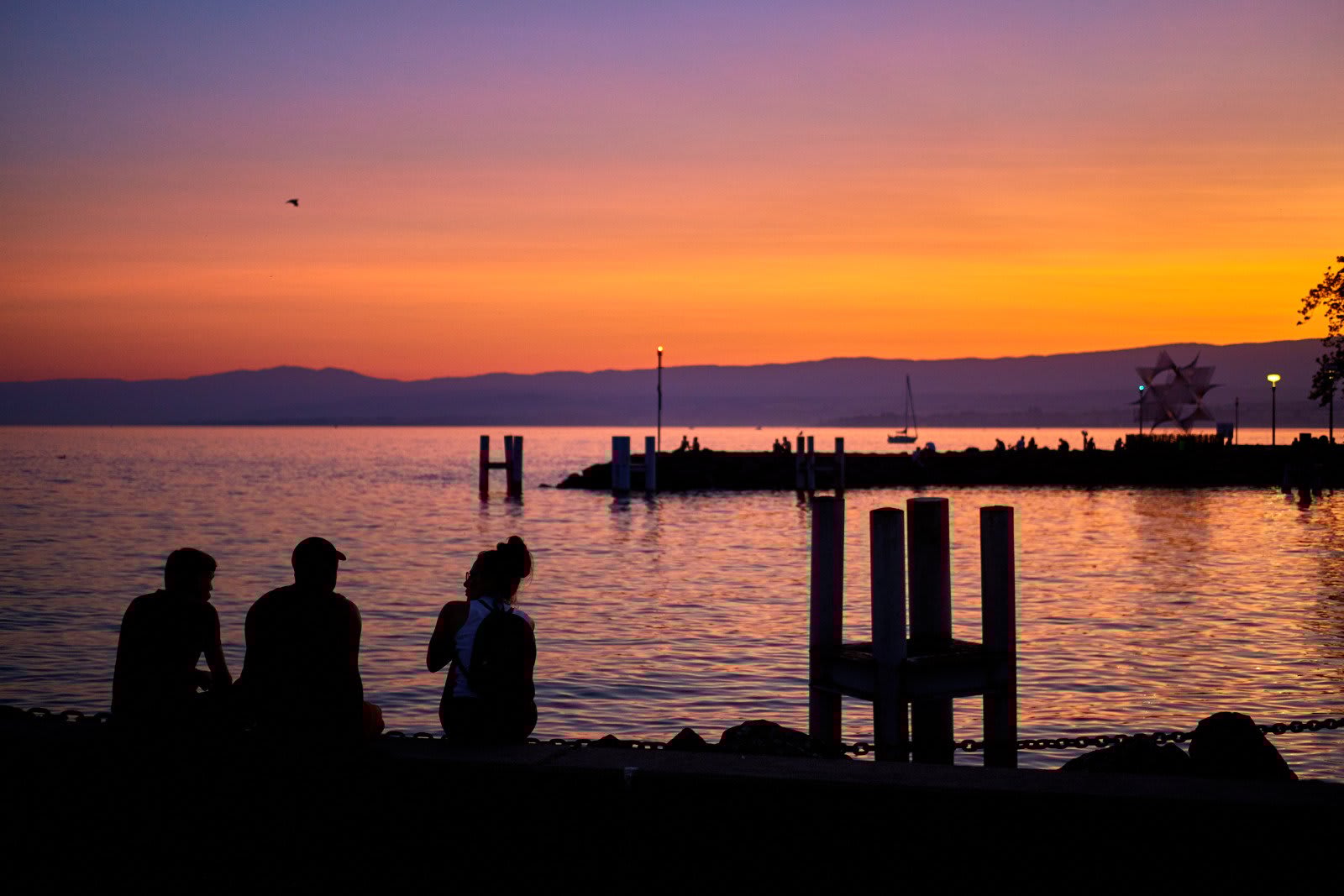 Où admirer le coucher du soleil à Lausanne ? - © Coucher de soleil sur le lac Leman
