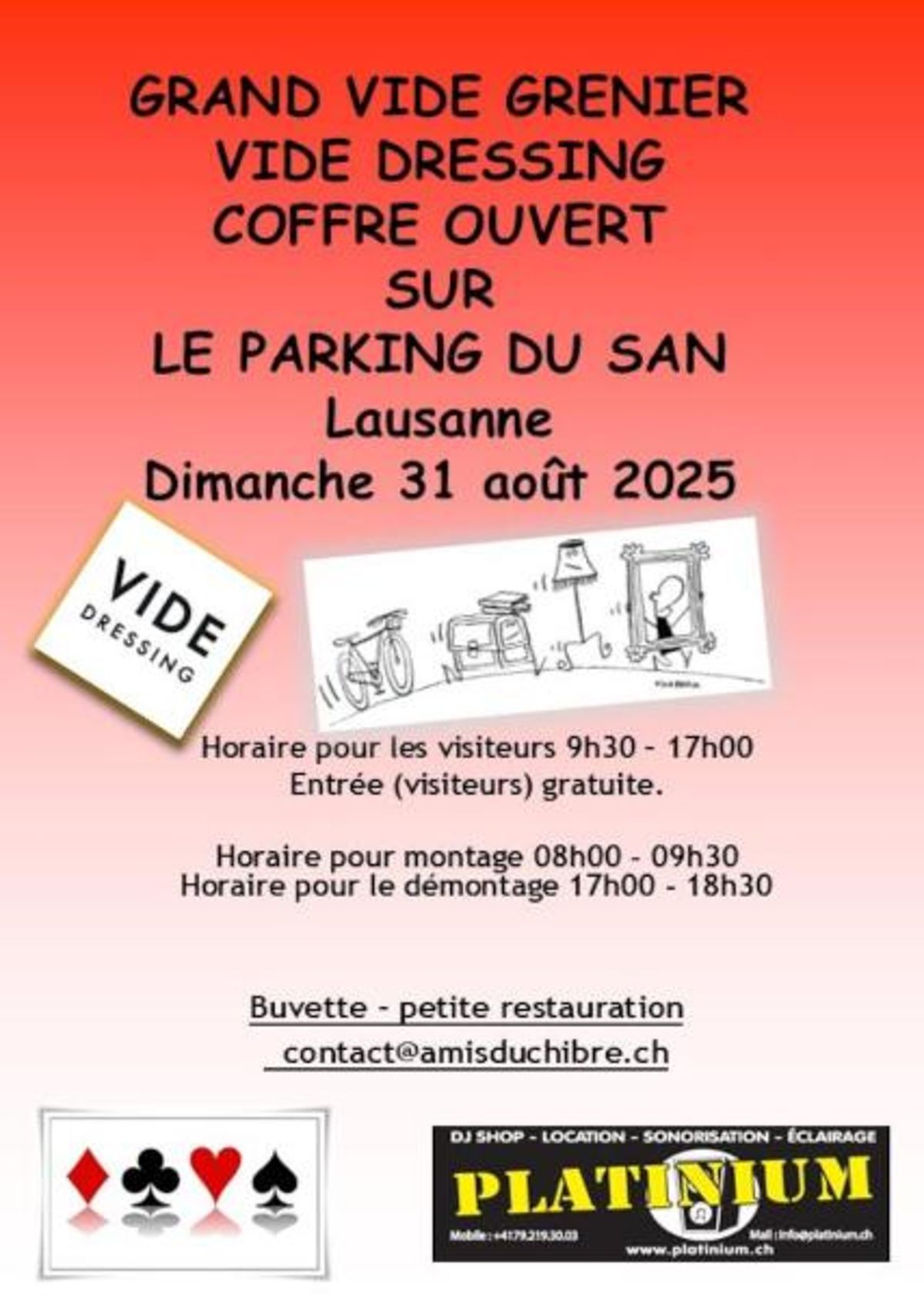 Blécherette: Vide-grenier et coffre ouvert