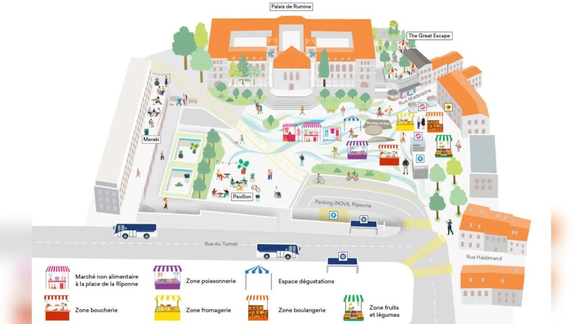 F&ecirc;te au march&eacute; de la Riponne